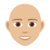 🧑🏼‍🦲 person: medium-light skin tone, bald display on JoyPixels